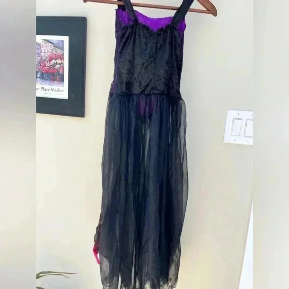 Gothic Spider Web Dress Purple Black Mesh | Halloween Costume Cosplay Emo Grun - Picture 11 of 11